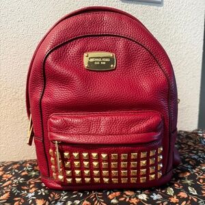 Michael Kors Red Leather Mini Backpack Handbag EUC